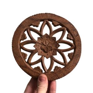 Indian Mandala Hand Carved Wood Wall Bohemian Decor